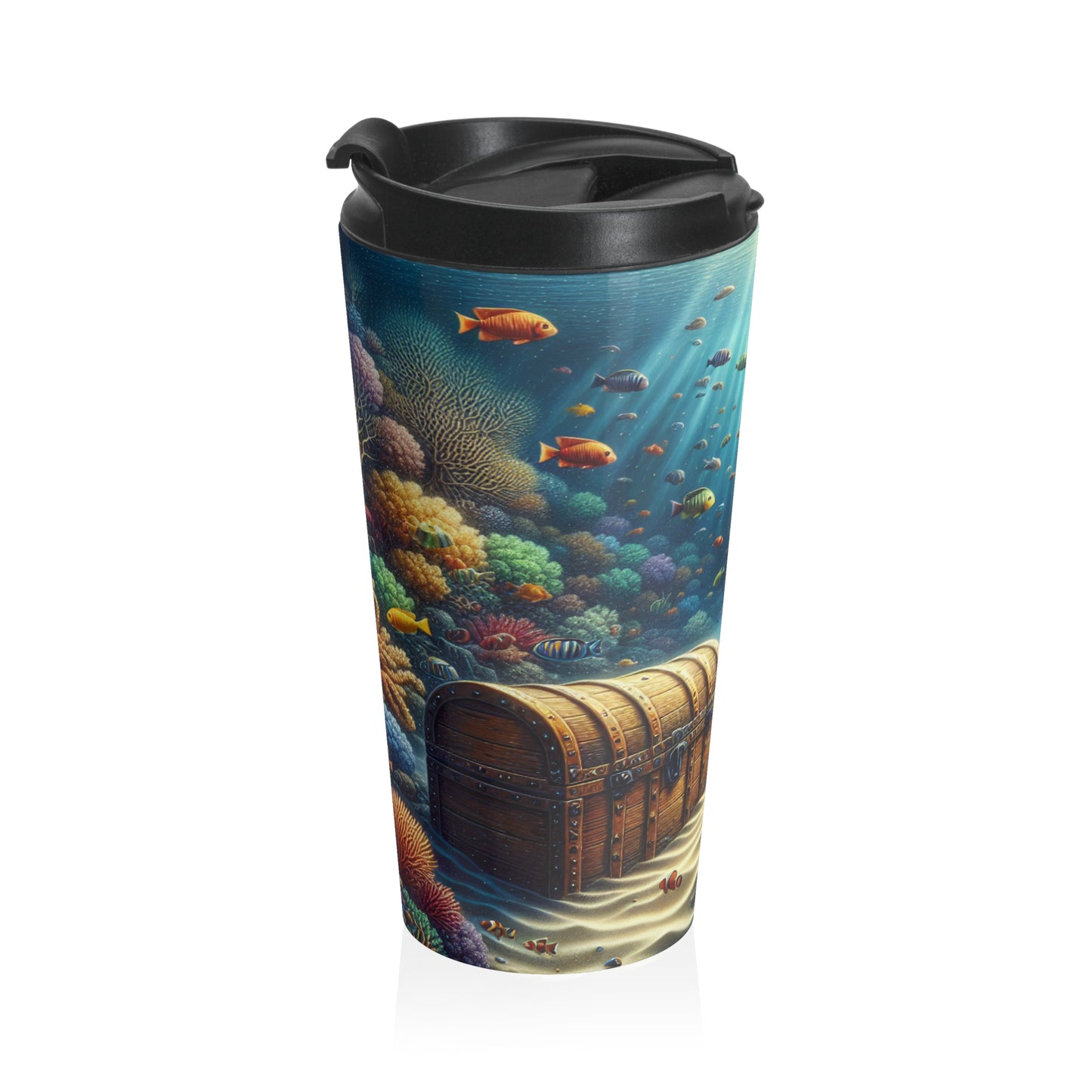 "Beneath the Waves: Treasure in the Coral Reef" - The Alien Stainless Steel Travel Mug