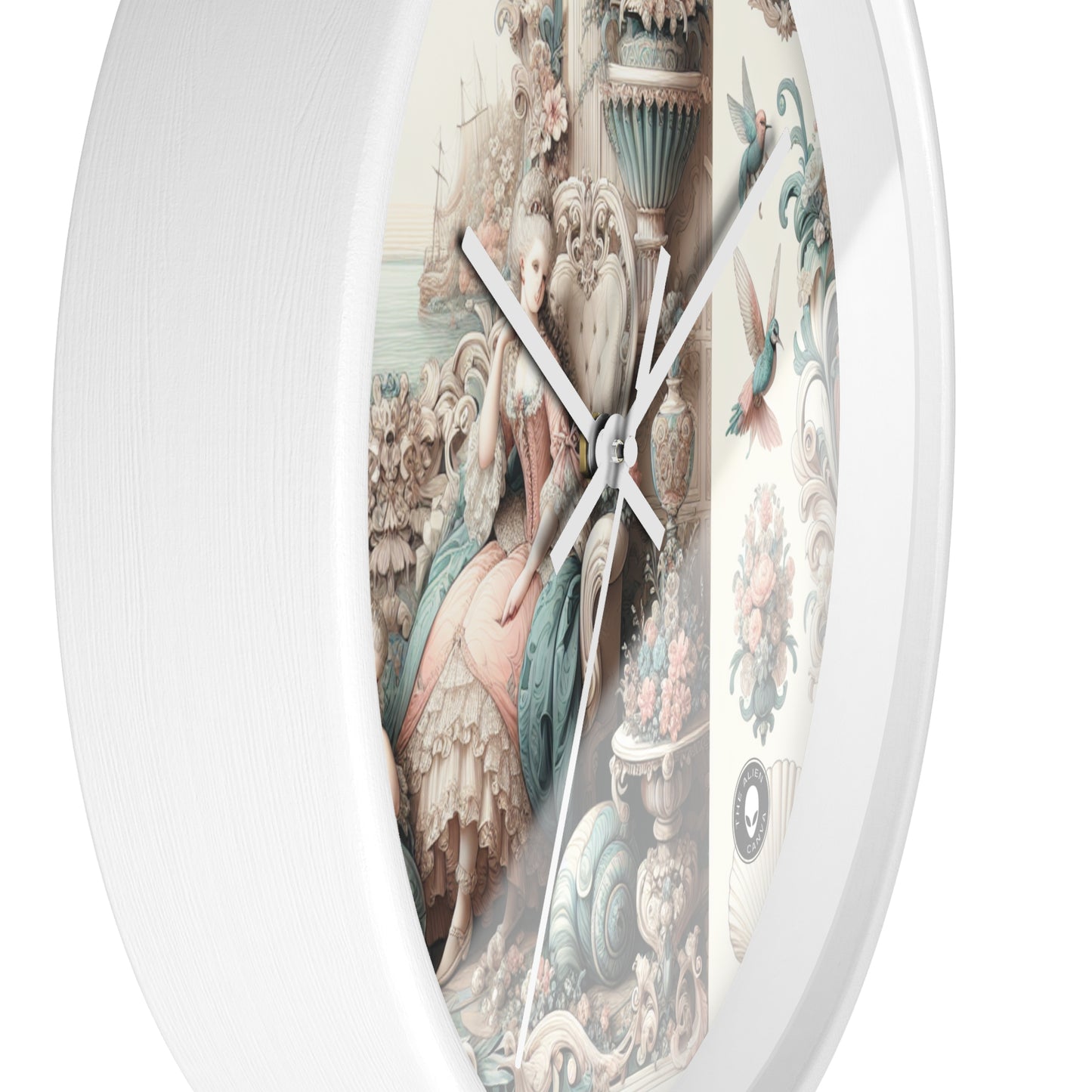 "Enchantement dans les jardins pastel : Rococo Fairy Princess" - L'horloge murale Alien Rococo