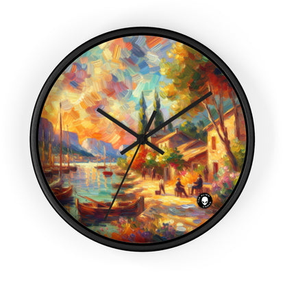 Crépuscule doré : une promenade impressionniste sereine au bord de l'eau - The Alien Wall Clock Impressionism