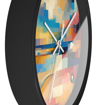 "Sunset Serenity: Peinture de champs de couleurs pastel doux" - La peinture de champs de couleurs de l'horloge murale Alien