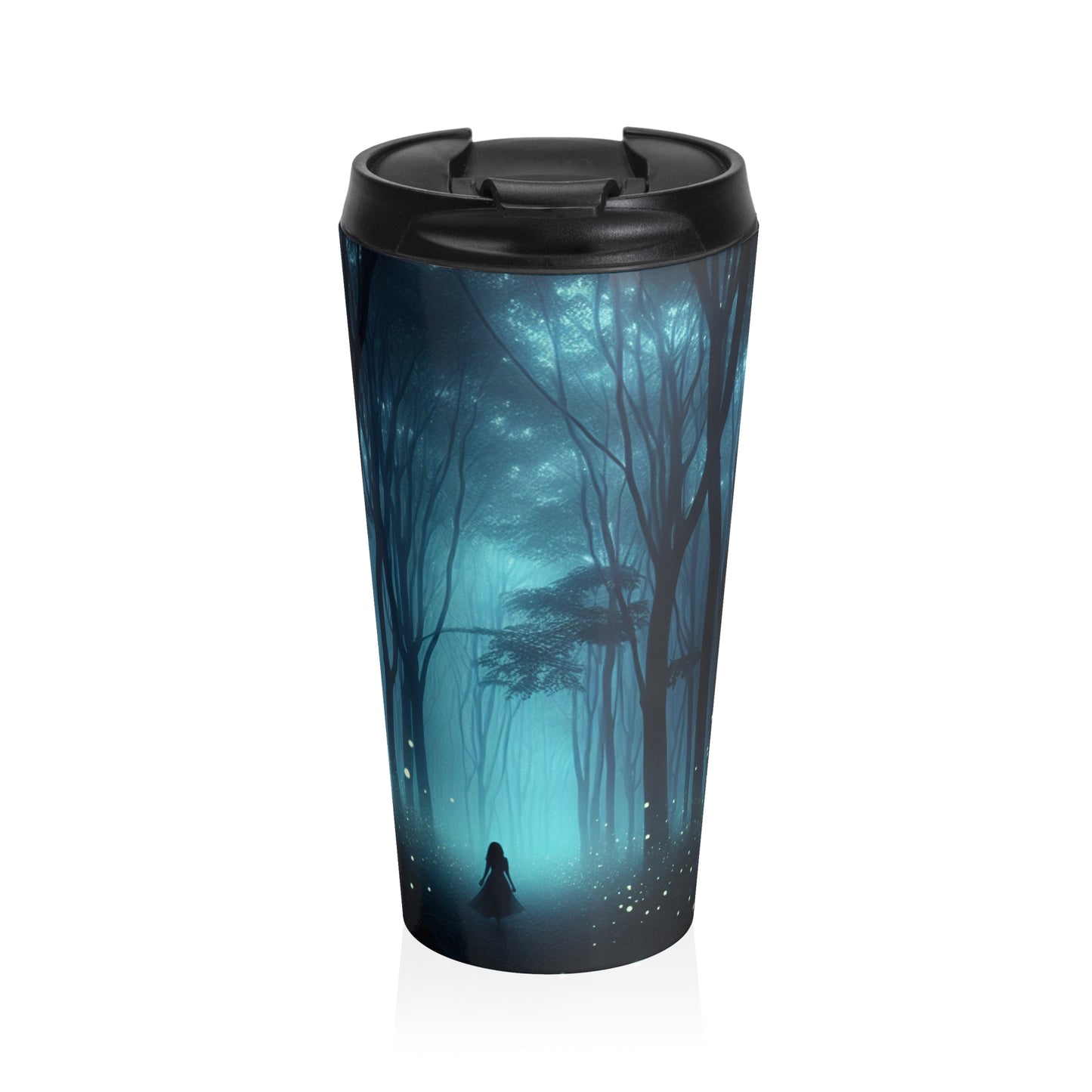 "Guiados por luciérnagas: el espectáculo de luces secreto de un bosque" - Taza de viaje de acero inoxidable The Alien