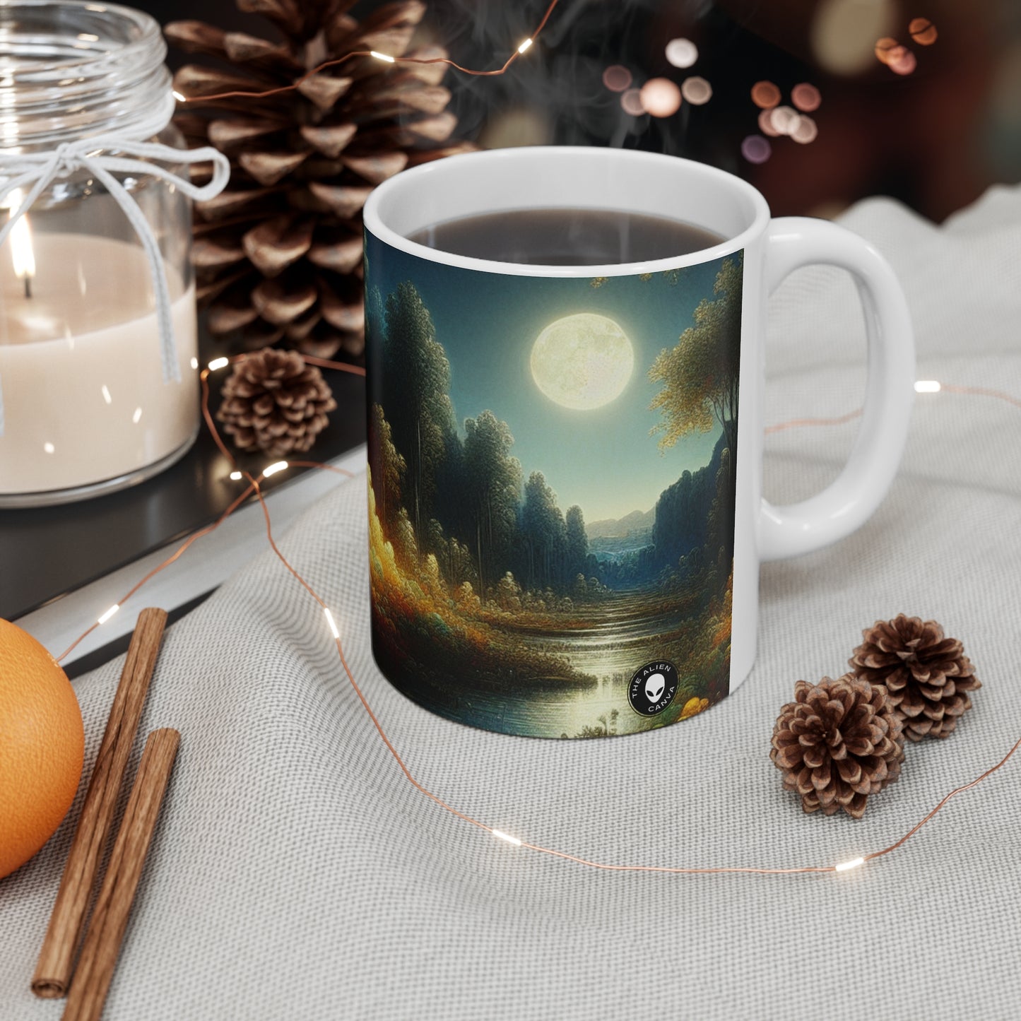 "Lumière et obscurité au clair de lune" - La tasse en céramique Alien 11oz postimpressionnisme