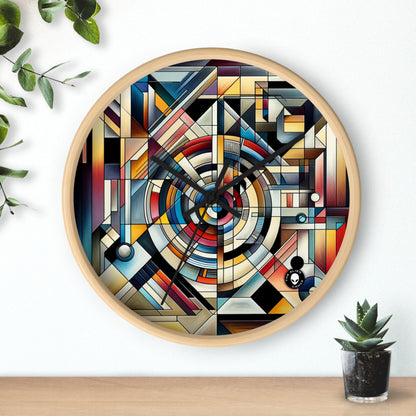 "City Lights: Geometric Nightfall" - The Alien Wall Clock Geometric Abstraction