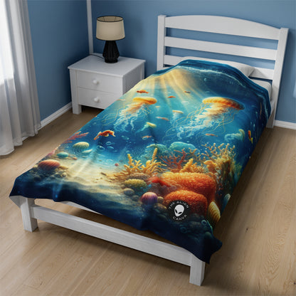 "Sunlit Serenity: A Magical Underwater Realm" - The Alien Velveteen Plush Blanket