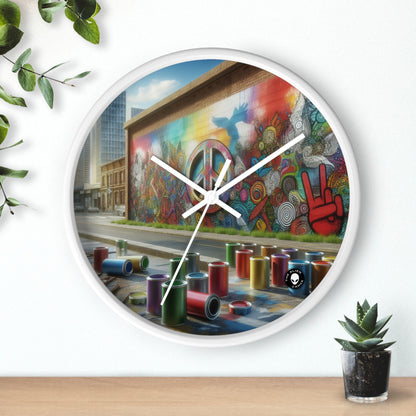 "Galactic Graffiti: A Cosmic Street Art Mural" - The Alien Wall Clock Street Art