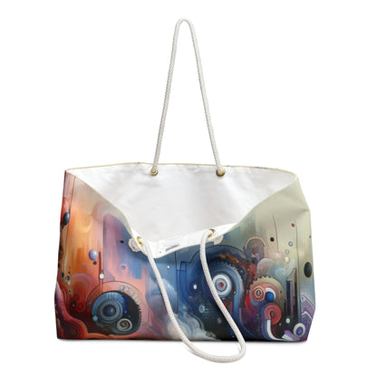 "Temporal Flux: A Surreal Journey through Abstract Shapes and Vibrant Colors" - The Alien Weekender Bag Avant-garde Art