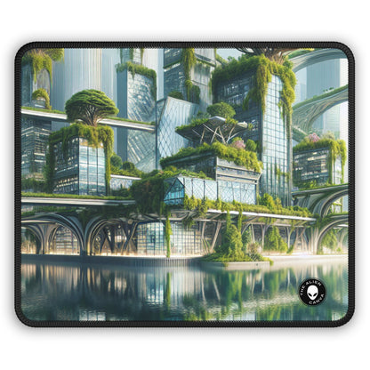 "La fusión de la naturaleza: un paisaje urbano futurista" - The Alien Gaming Mouse Pad