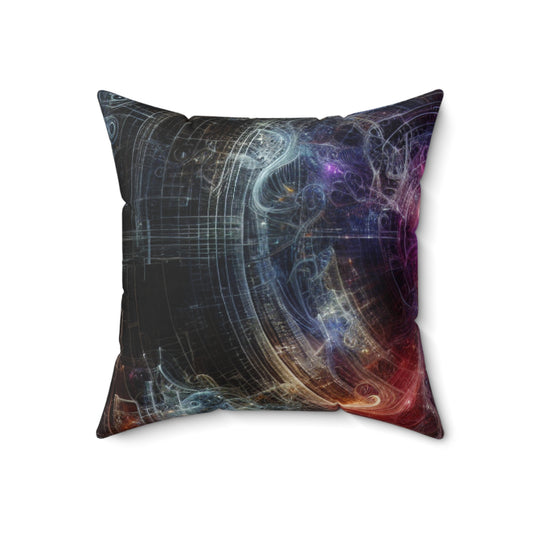 "Nature's Neon Metropolis: A Surreal Fusion of Technology and Greenery"- The Alien Spun Polyester Square Pillow Digital Art