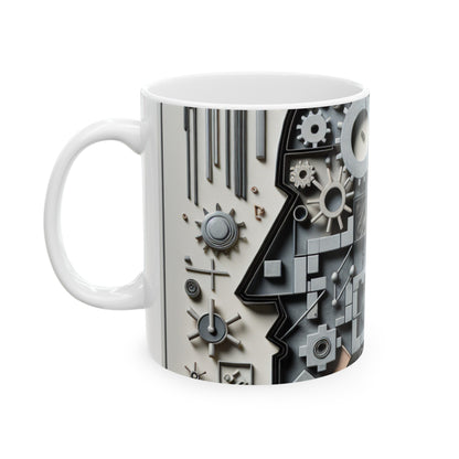 "Couches temporelles : le voyage de la vie à travers l'imagerie abstraite" - La tasse en céramique Alien 11oz d'art conceptuel