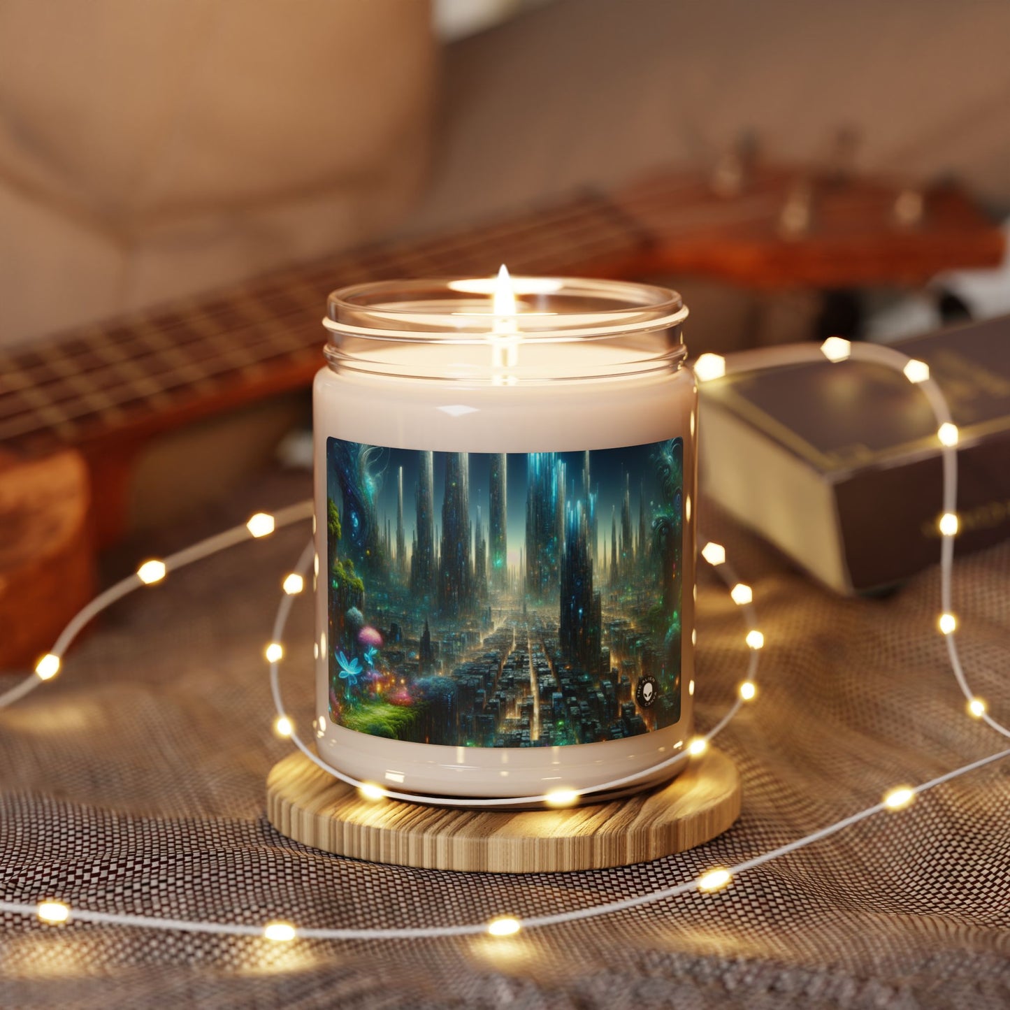 "Neon Oasis: A Futuristic Urban Wonderland" - The Alien Scented Soy Candle 9oz