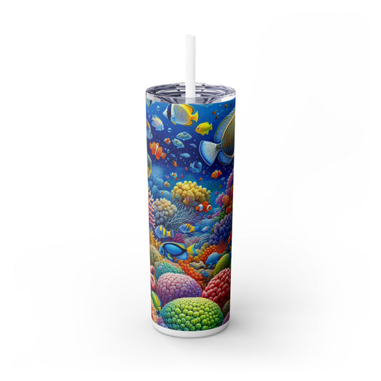 "Tropical Paradise: Underwater Wonderland" - The Alien Maars® Skinny Tumbler with Straw 20oz