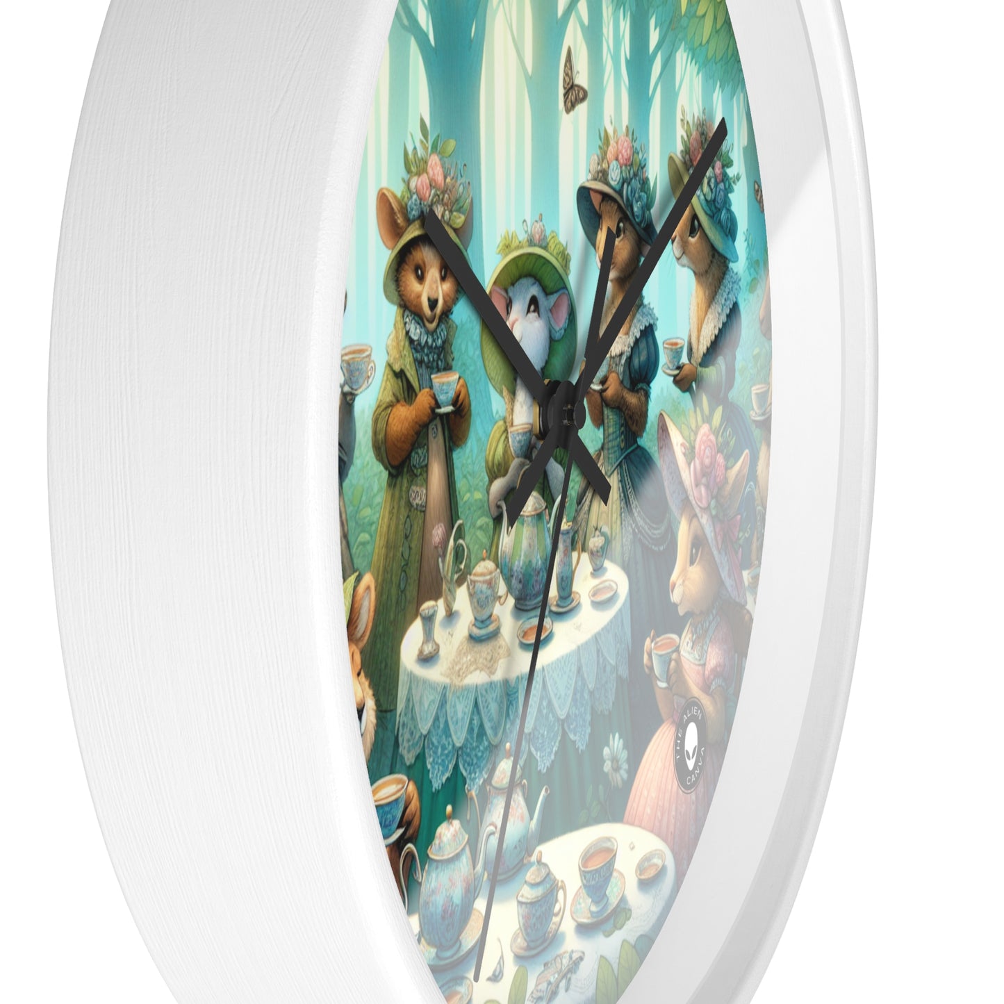 "Fancy Hats and Teacups: A Woodland Tea Party" - The Alien Wall Clock