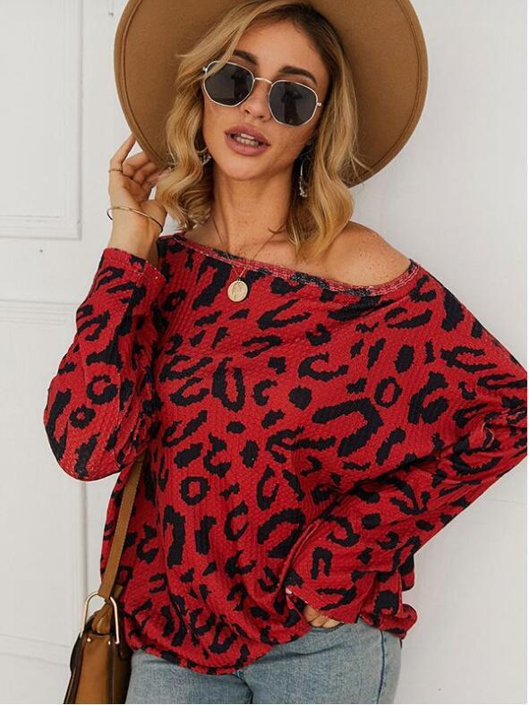 Off-the-shoulder leopard print top