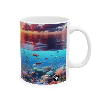 "Sunset Splendor: Underwater Coral Reef" - Taza de cerámica The Alien 11oz