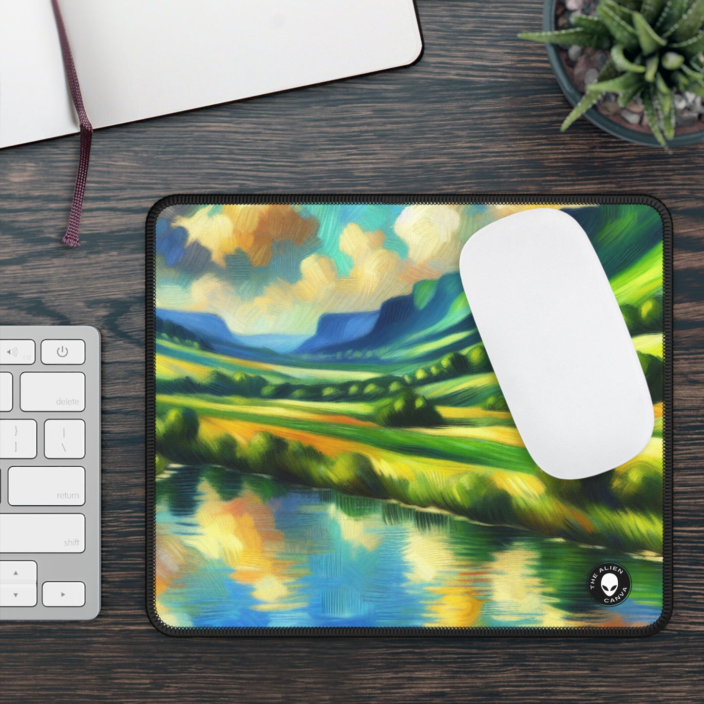 "Serenidad al atardecer: una pradera impresionista" - The Alien Gaming Mouse Pad Impresionismo