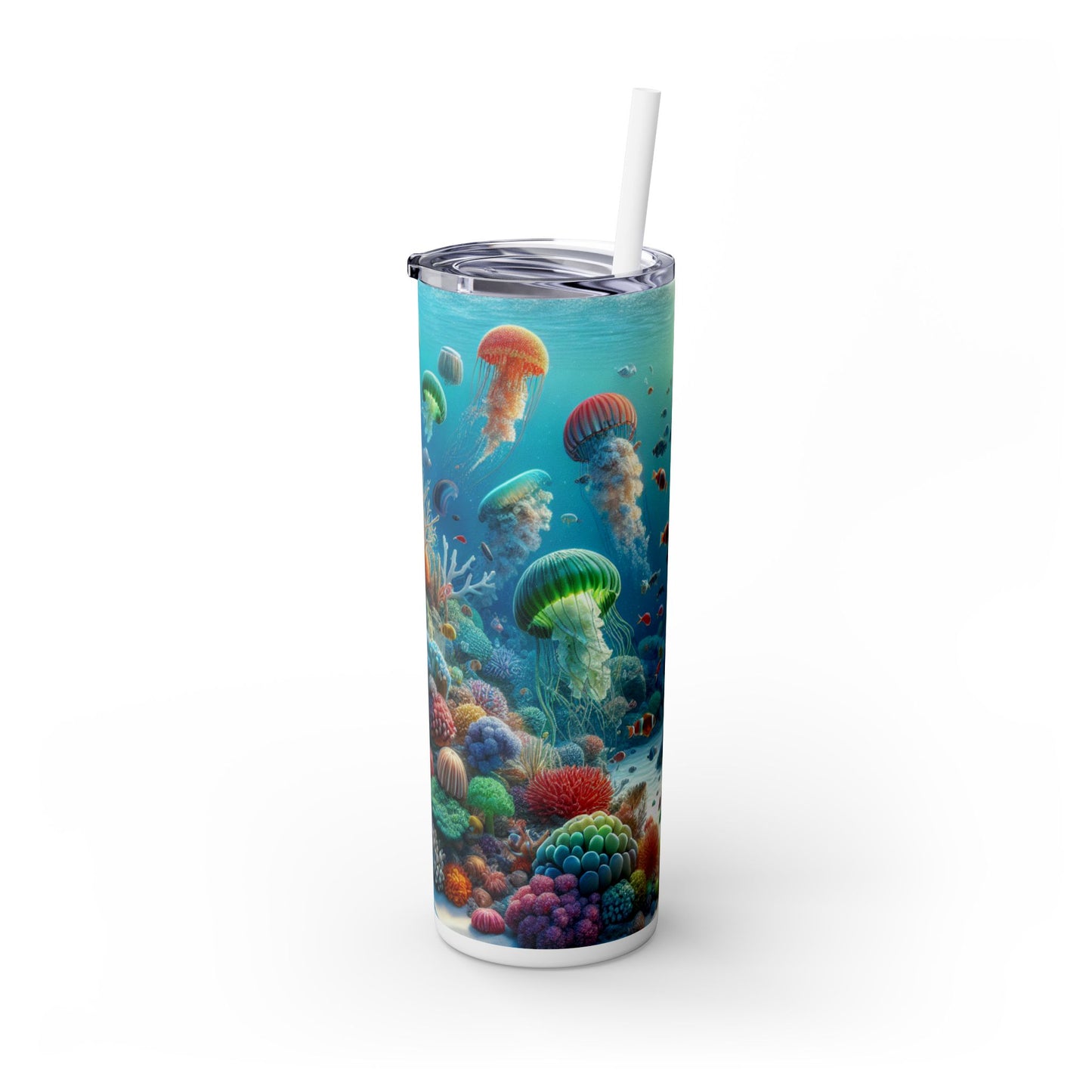 "Fantasía de medusa": vaso estrecho con pajita de 20 oz de Alien Maars®