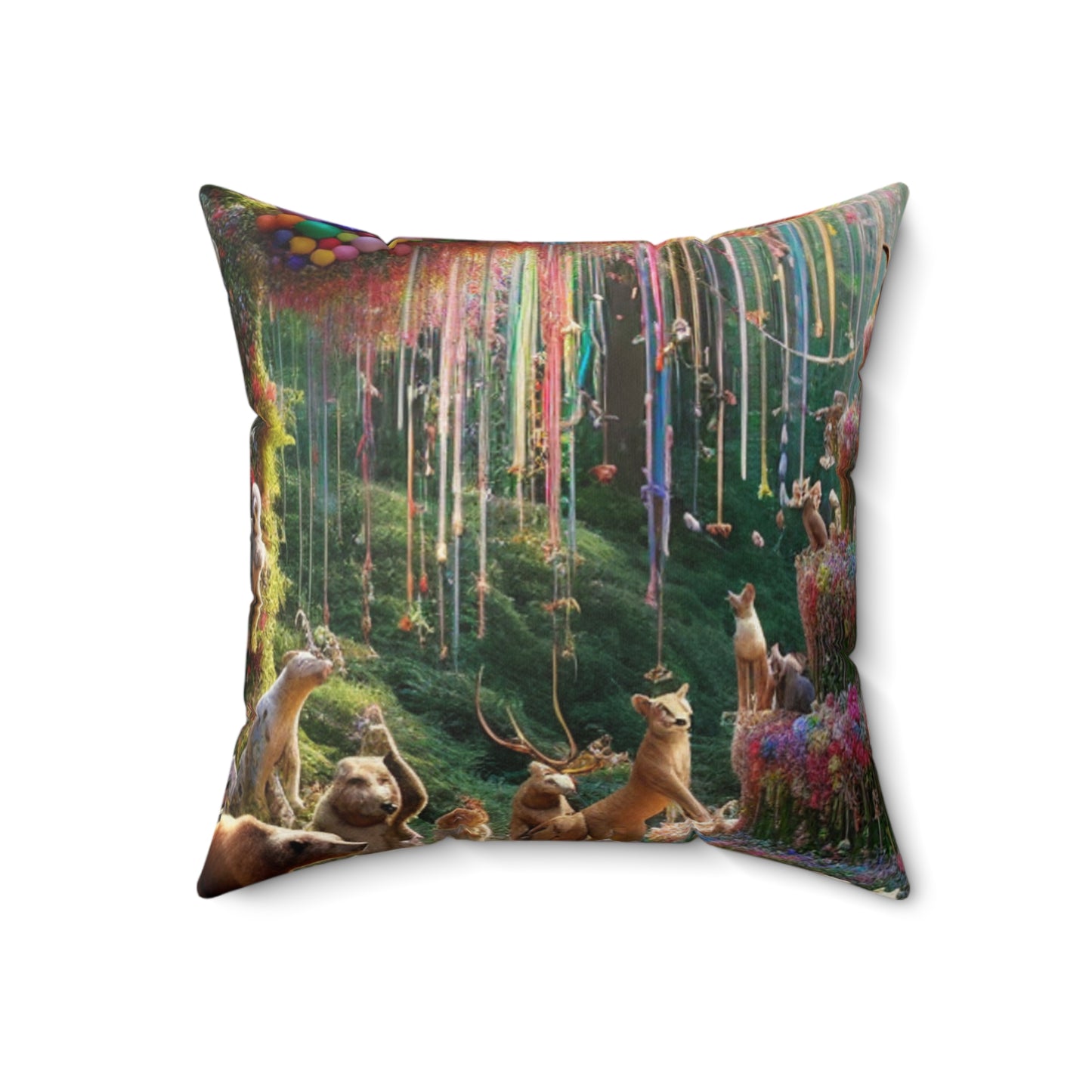 "Forest Fiesta"- The Alien Spun Polyester Square Pillow