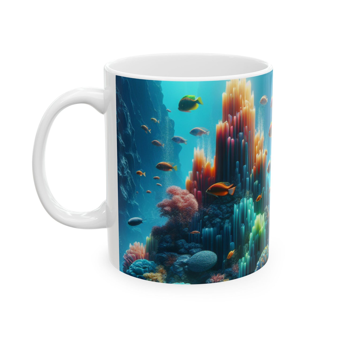 « Neon Reef : une symphonie sous-marine surréaliste » – Tasse en céramique Alien 11 oz