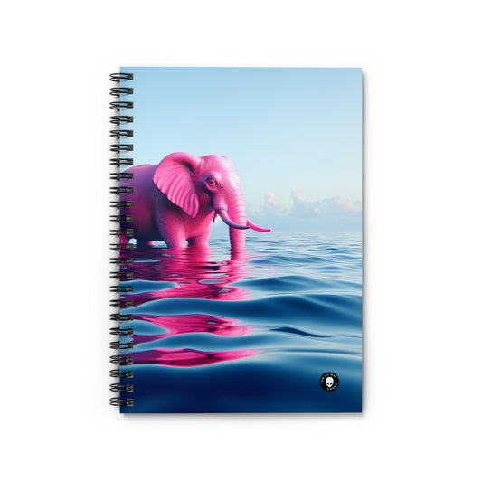 "El elefante rosa en el mar azul profundo" - Cuaderno de espiral The Alien (línea reglada) Un elefante rosa flotando en el océano