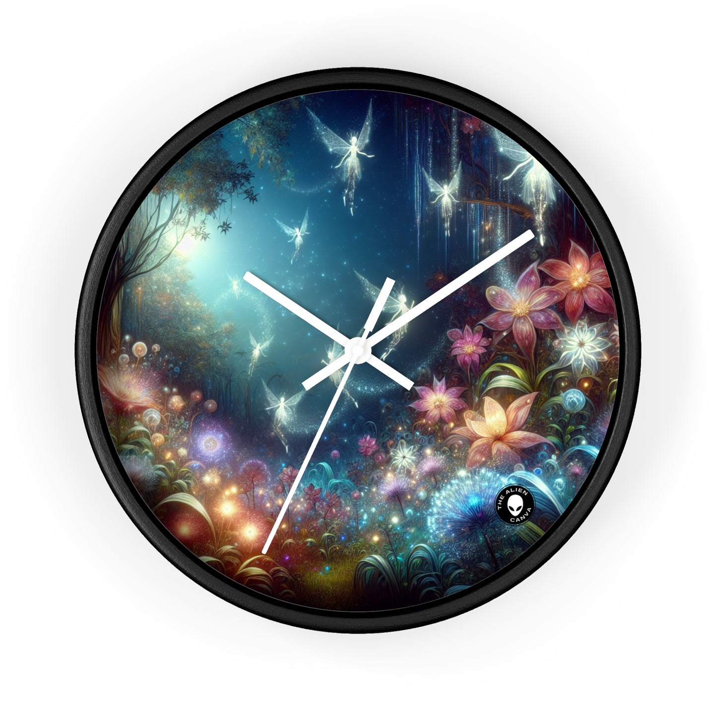 "Enchanted Moonlit Flower Forest" - The Alien Wall Clock