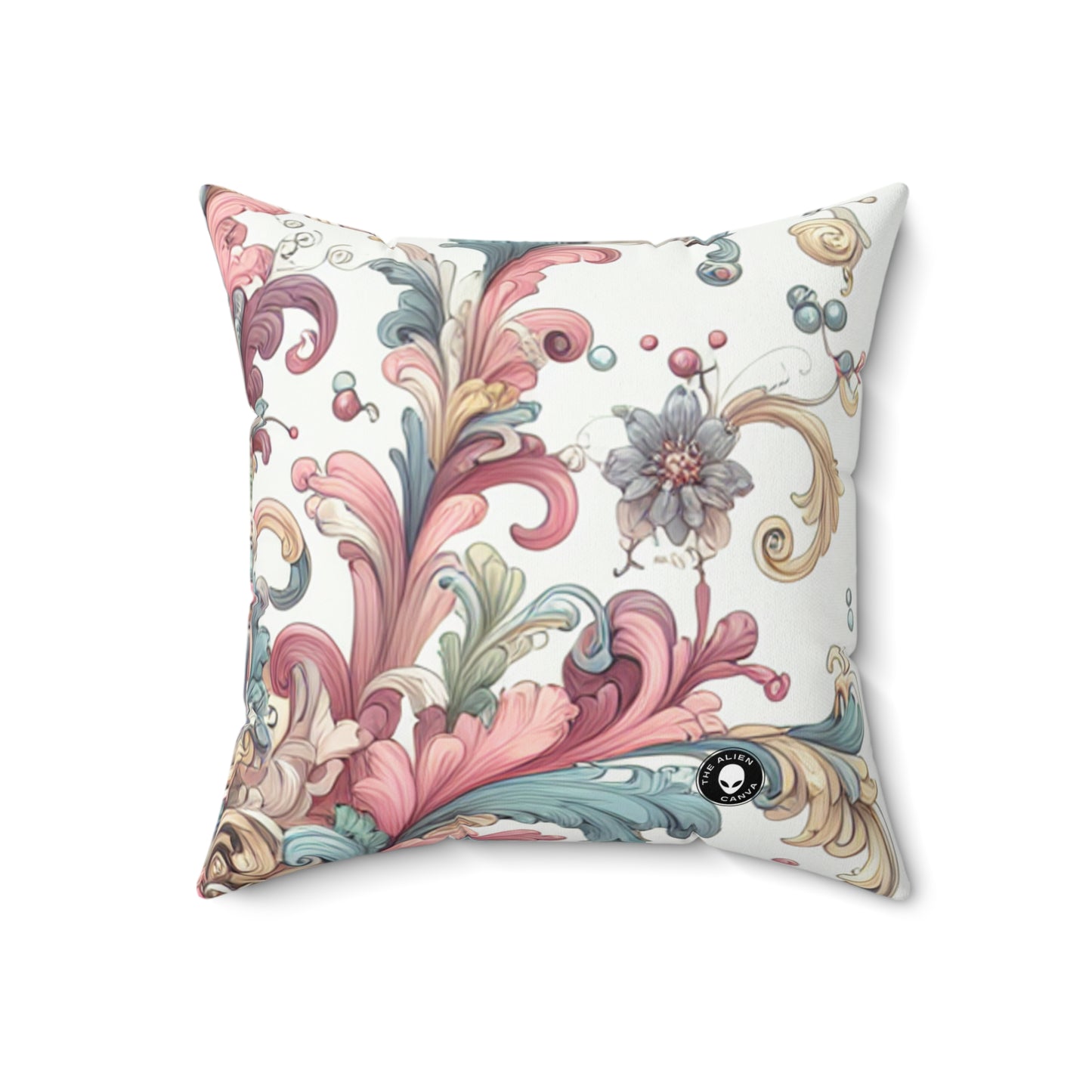 "Enchanted Elegance: A Rococo Garden Soirée"- The Alien Spun Polyester Square Pillow Rococo