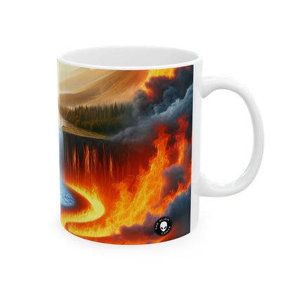 "Fusión de elementos: armonía en contraste" - Taza de cerámica The Alien de 11 oz