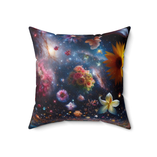 "Floral Constellations"- The Alien Spun Polyester Square Pillow