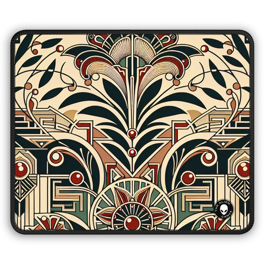 "Golden Glamour: Un dinámico paisaje urbano Art Deco al atardecer" - The Alien Gaming Mouse Pad Art Deco