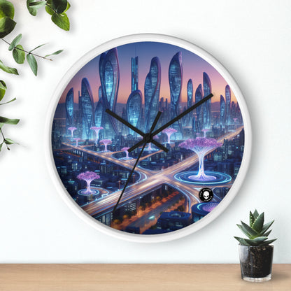 "La ciudad del mañana: naturaleza y tecnología entrelazadas" - El reloj de pared extraterrestre