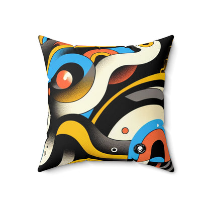 "Dada Fusion: A Whimsical Chaos of Everyday Objects"- The Alien Spun Polyester Square Pillow Neo-Dada