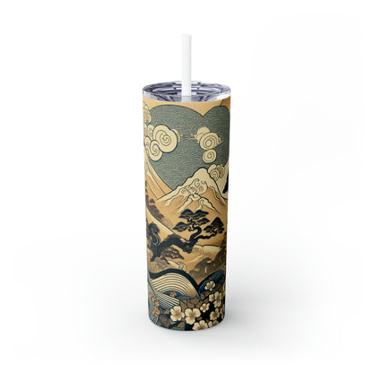 « Les rêves festifs d'Edo » - The Alien Maars® Skinny Tumbler avec paille 20oz Ukiyo-e (impression japonaise sur bois)