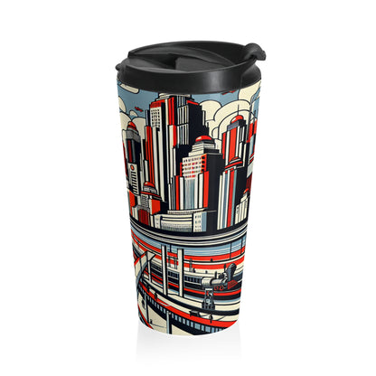 "Constructing Ideas: A Typographic Landscape" - The Alien Stainless Steel Travel Mug Constructivism Style