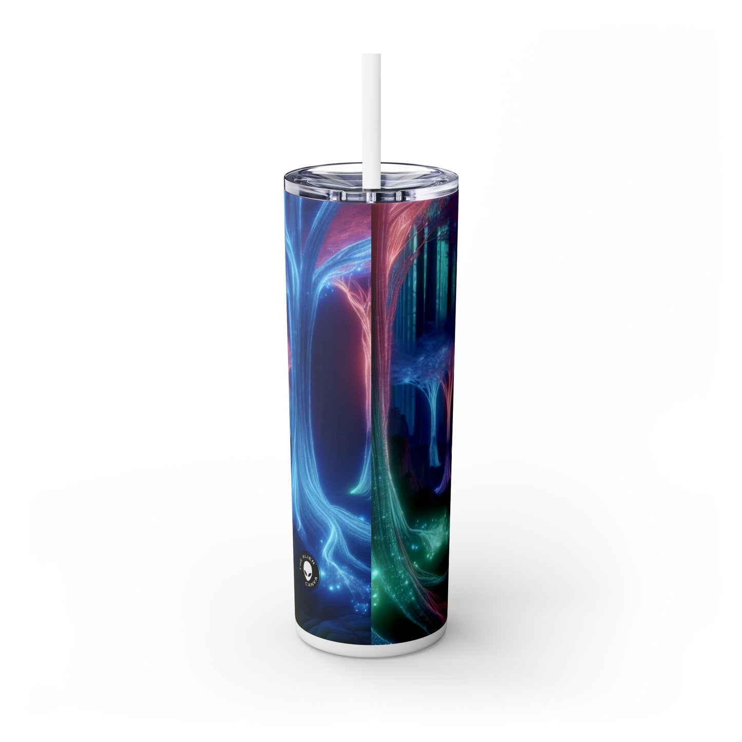 "Glowing Enchanted Forest: A Journey into the Unknown" - The Alien Maars® Skinny Tumbler with Straw 20oz