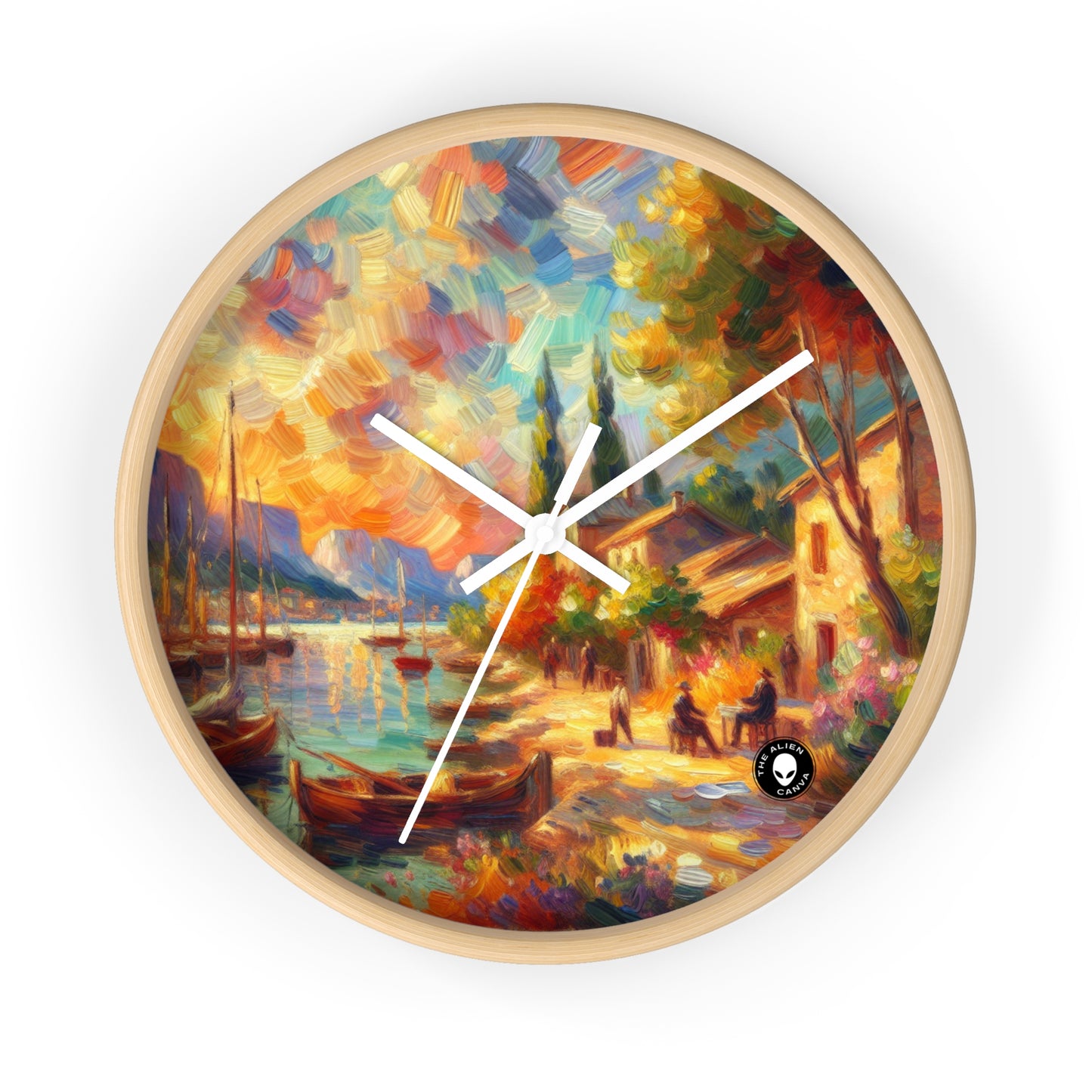 Golden Dusk: A Serene Impressionist Stroll by the Water - The Alien Wall Clock Impressionism