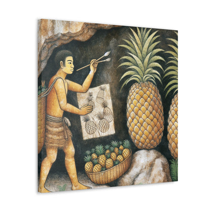 "Récolte d'ananas" - Le style de peinture rupestre Alien Canva