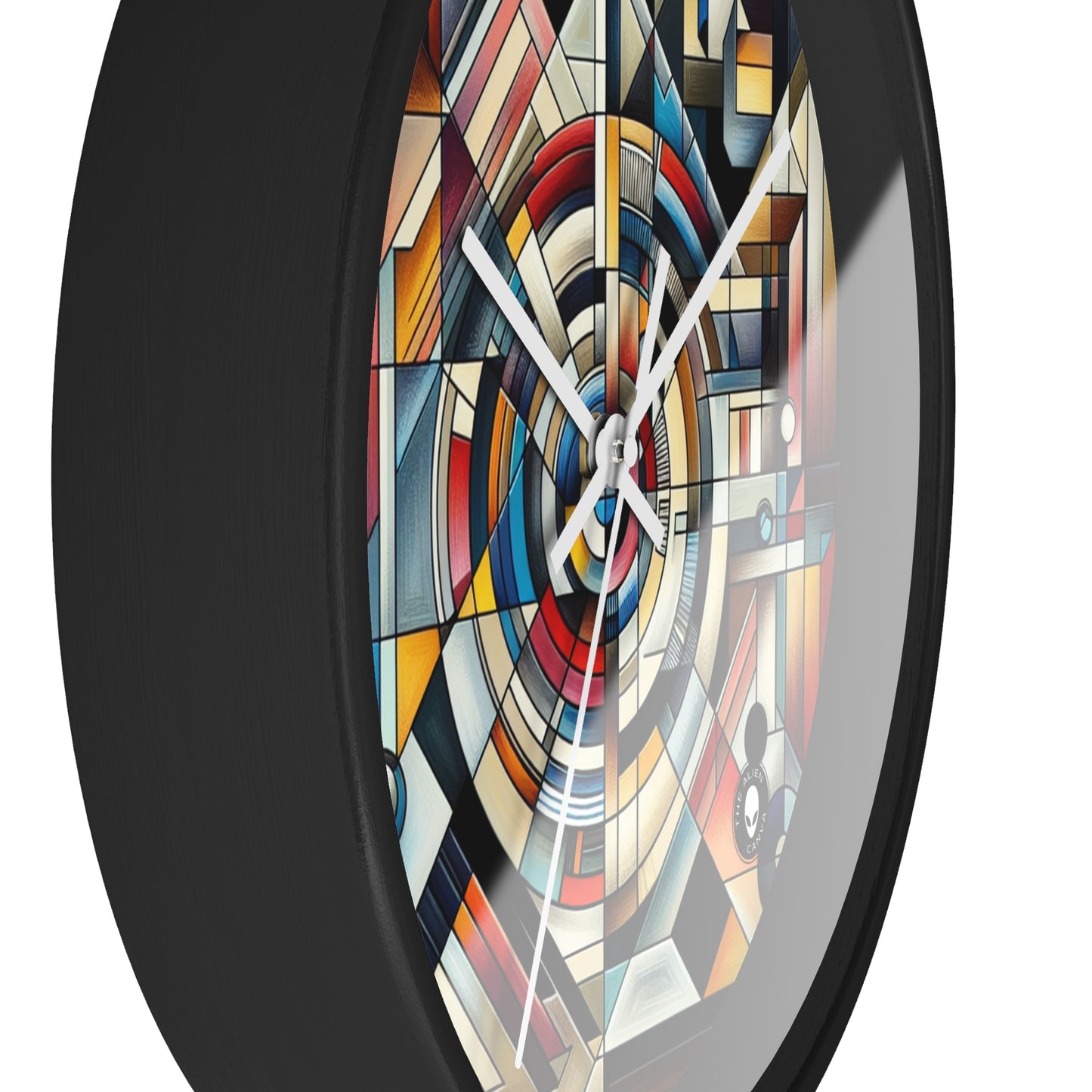 "City Lights: Geometric Nightfall" - The Alien Wall Clock Geometric Abstraction