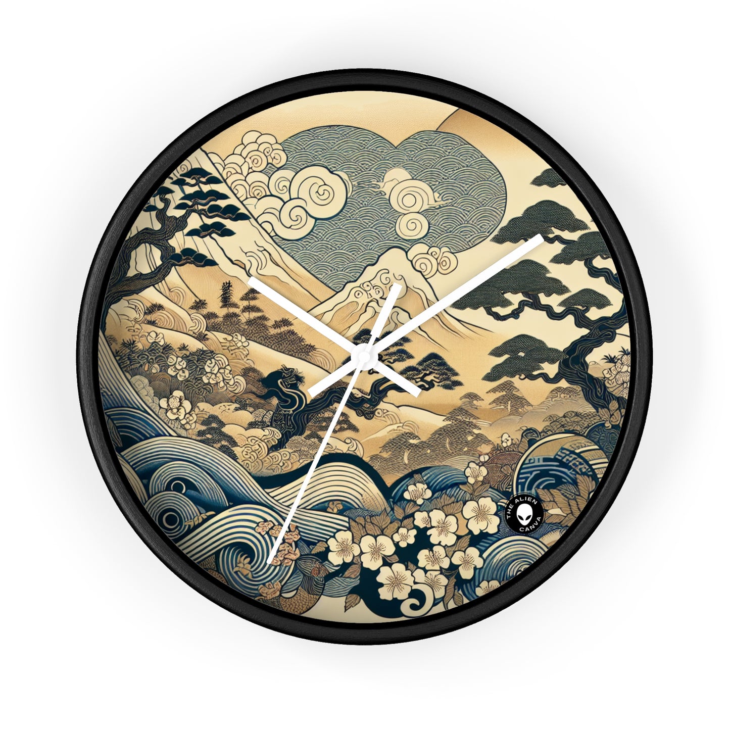 "Les rêves festifs d'Edo" - L'horloge murale extraterrestre Ukiyo-e (impression japonaise sur bois)