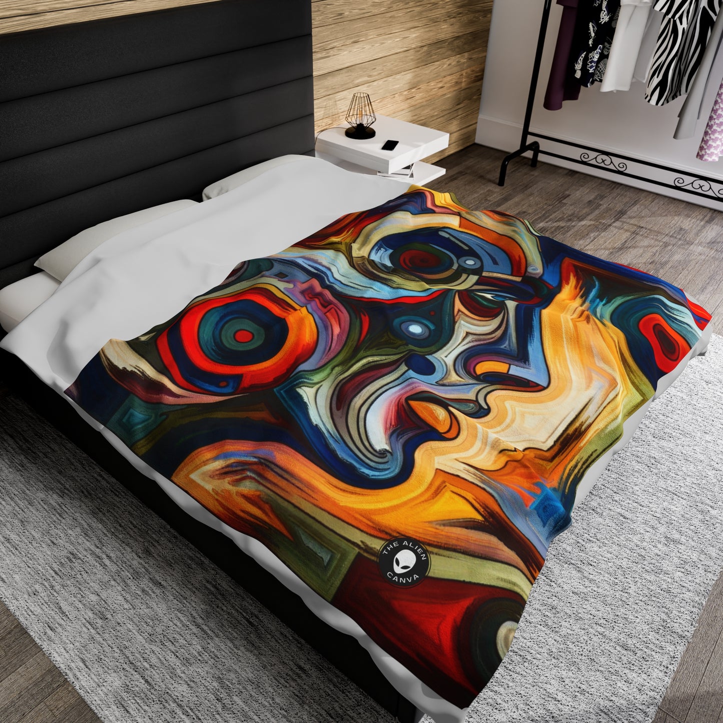 "Stormy Symphony: A Captivating Abstract Expressionist Painting" - The Alien Velveteen Plush Blanket Expressionism