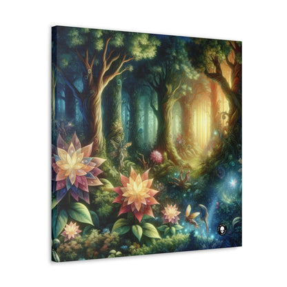 Forêt enchantée : fleurs lumineuses et êtres mystiques - The Alien Canva