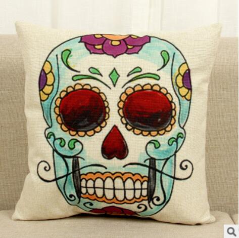 Nuevos cojines de tela, estampado de calaveras.