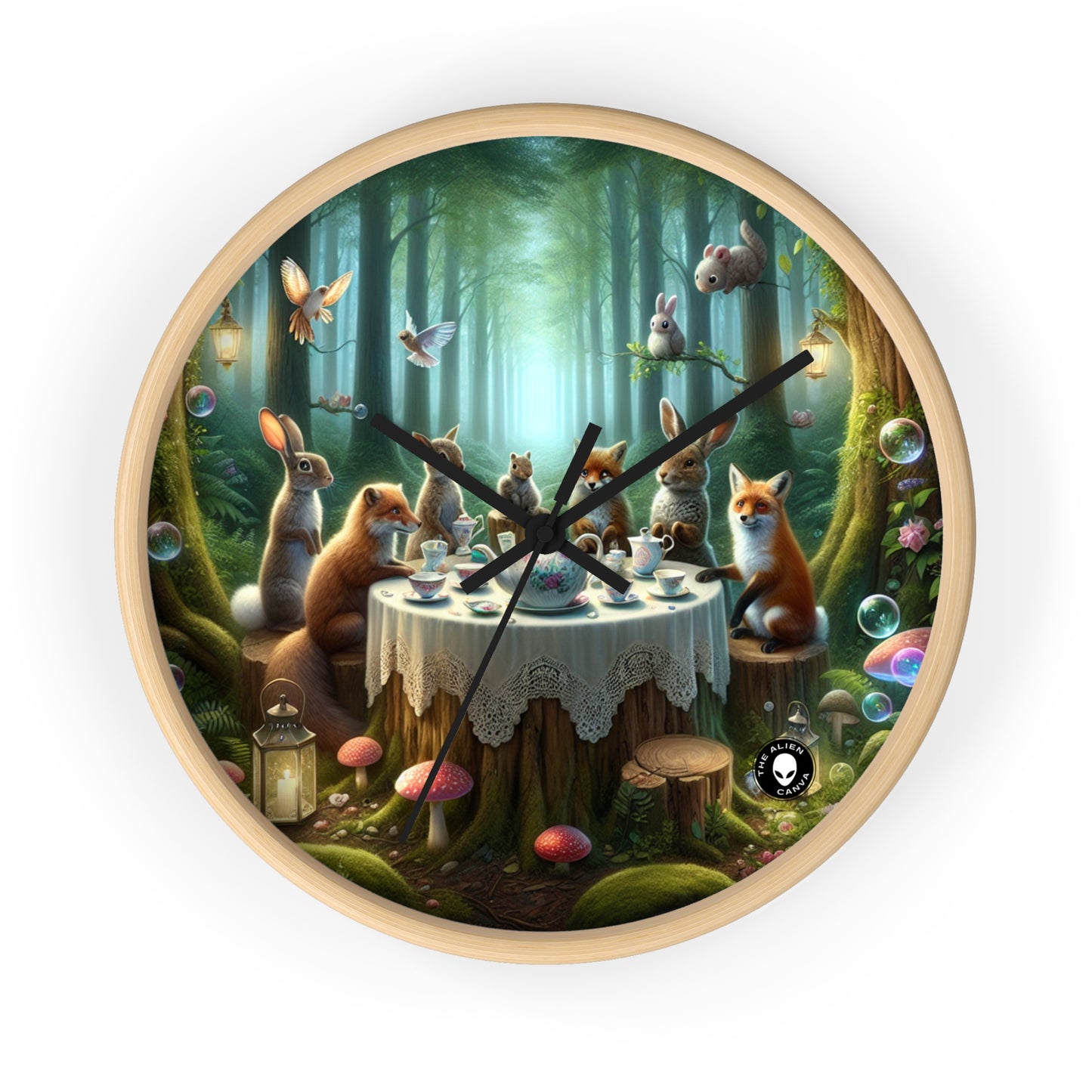 "Enchanted Forest Tea Time" - The Alien Wall Clock