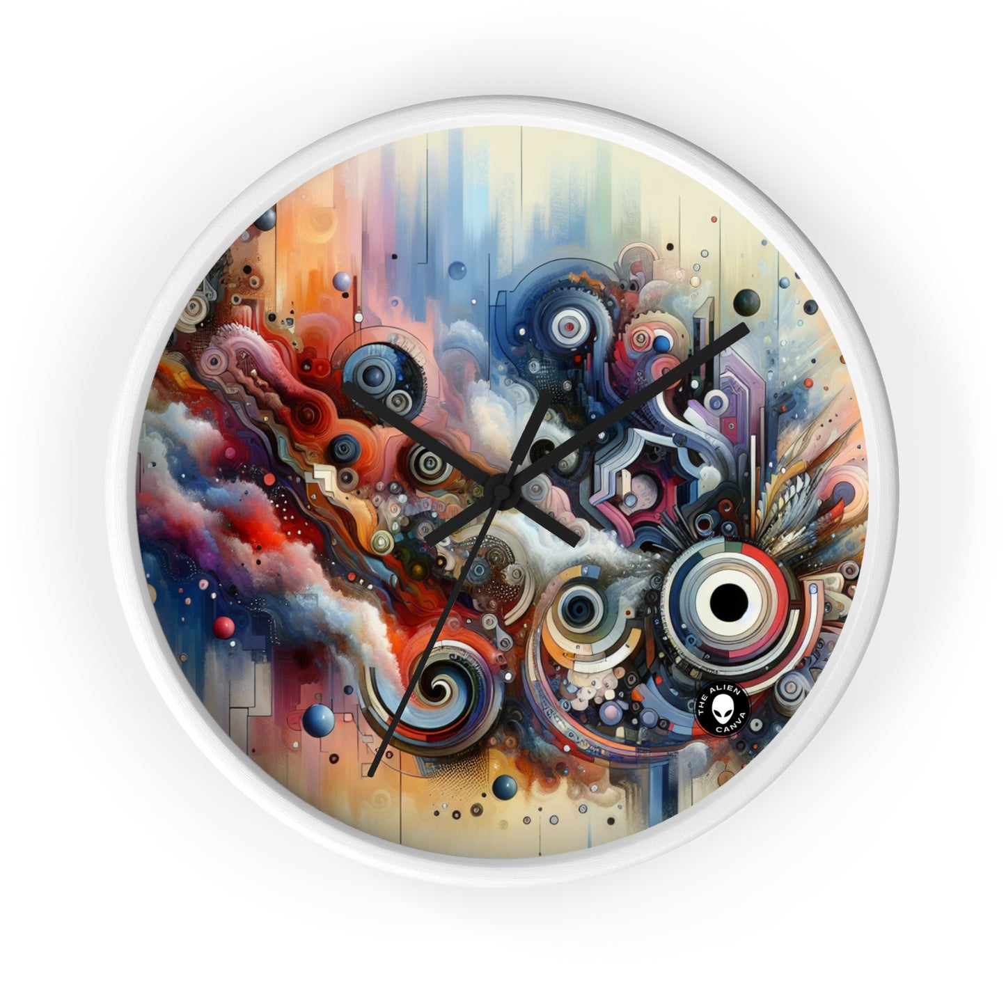 "Flux temporel : un voyage surréaliste à travers des formes abstraites et des couleurs vibrantes" - The Alien Wall Clock Avant-garde Art