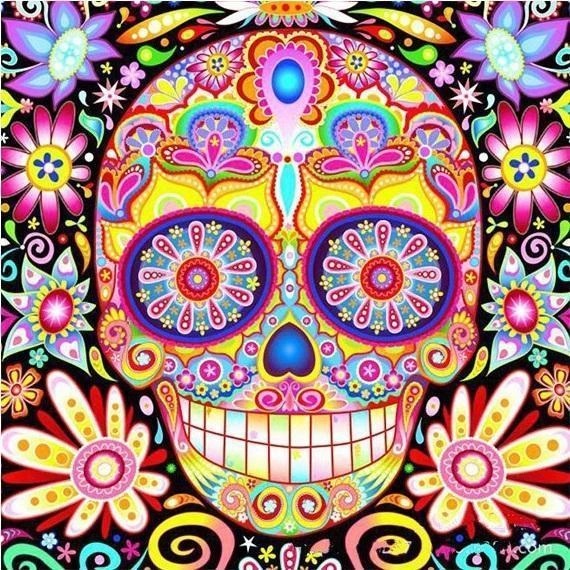 Pintura de diamantes de calavera de azúcar dulce