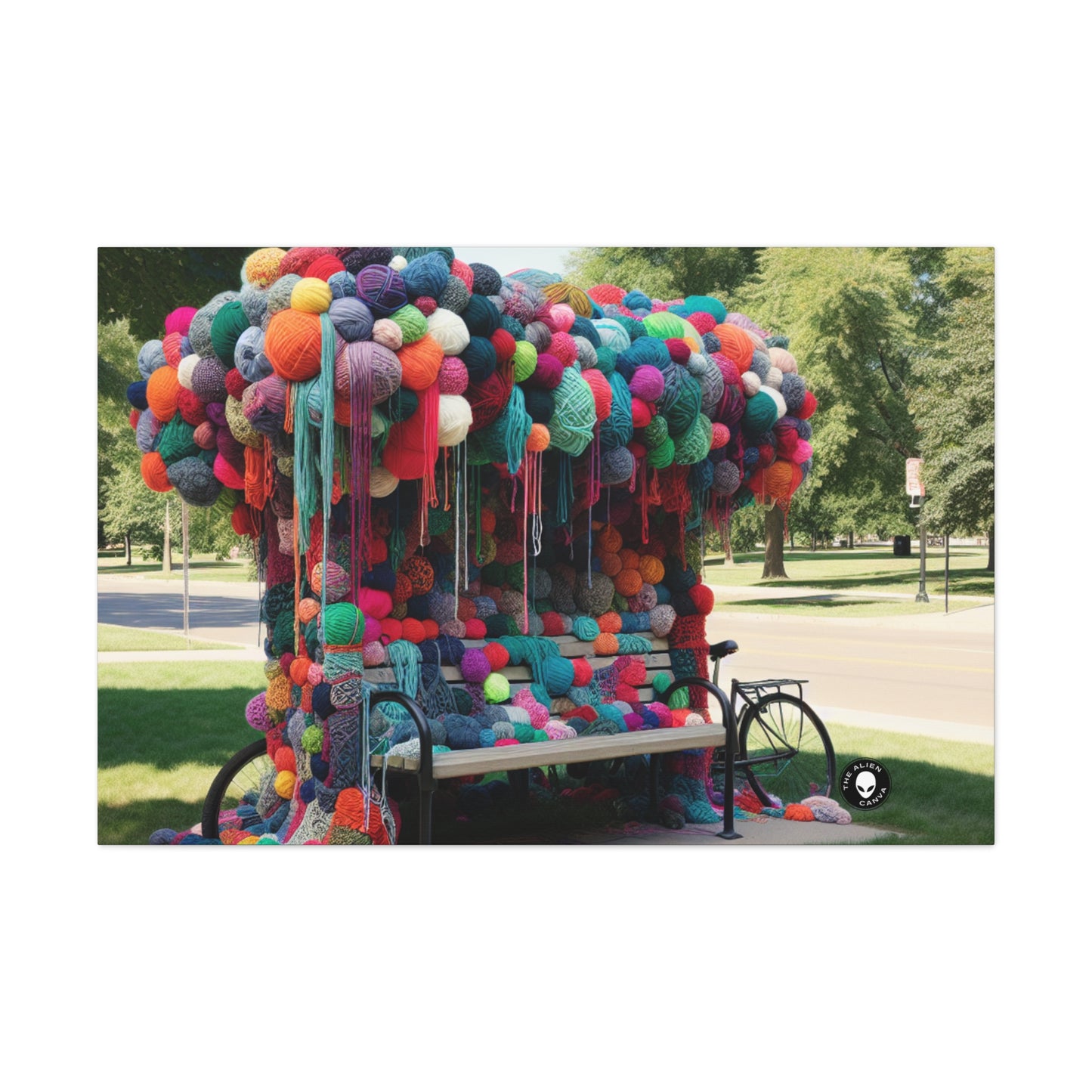 "Whimsical Wonders: Yarn-Bombing the Cityscape" - The Alien Canva Yarn Bombing (Fiber Art)