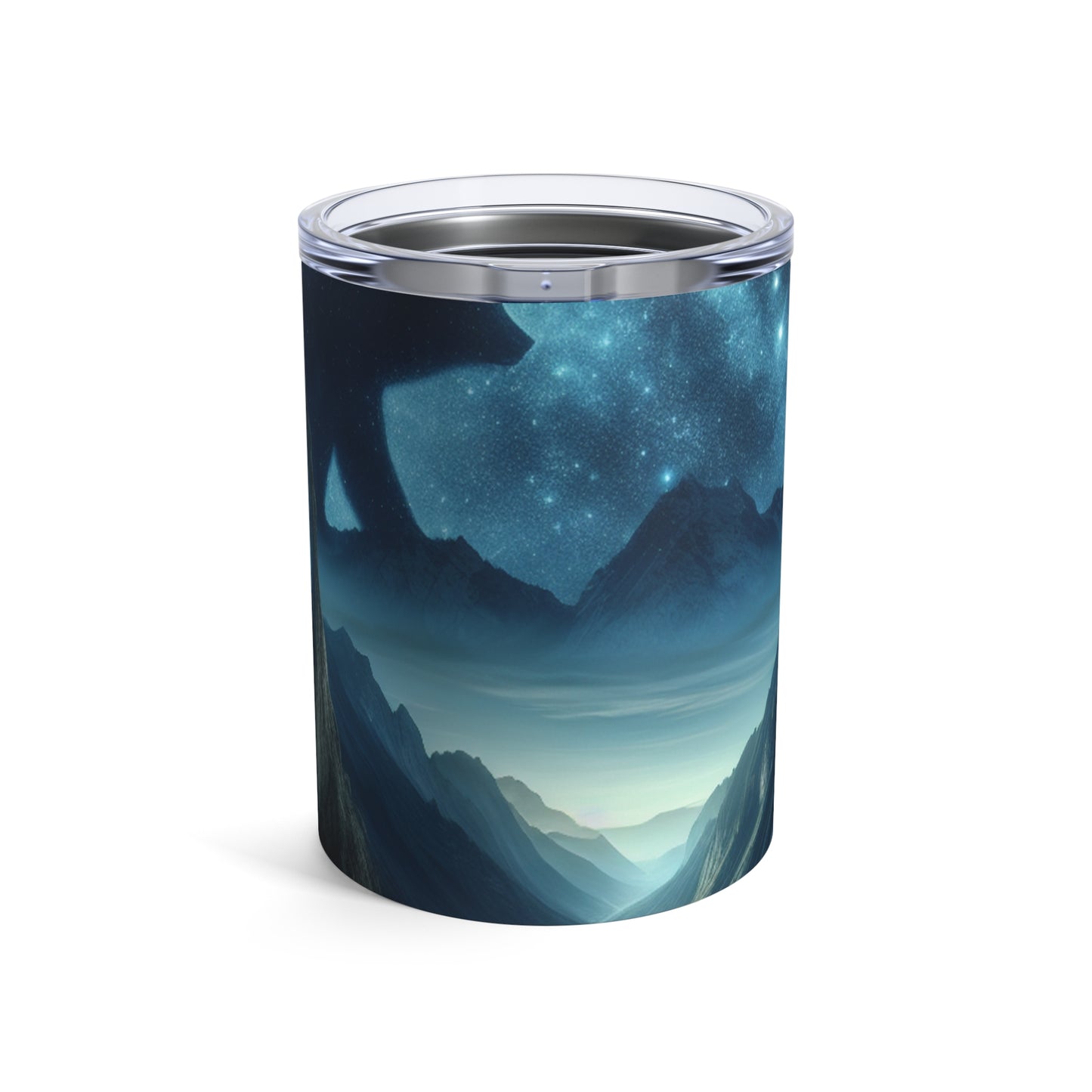 "El oso y el equilibrio cósmico" - El vaso alienígena de 10 oz estilo pintura rupestre