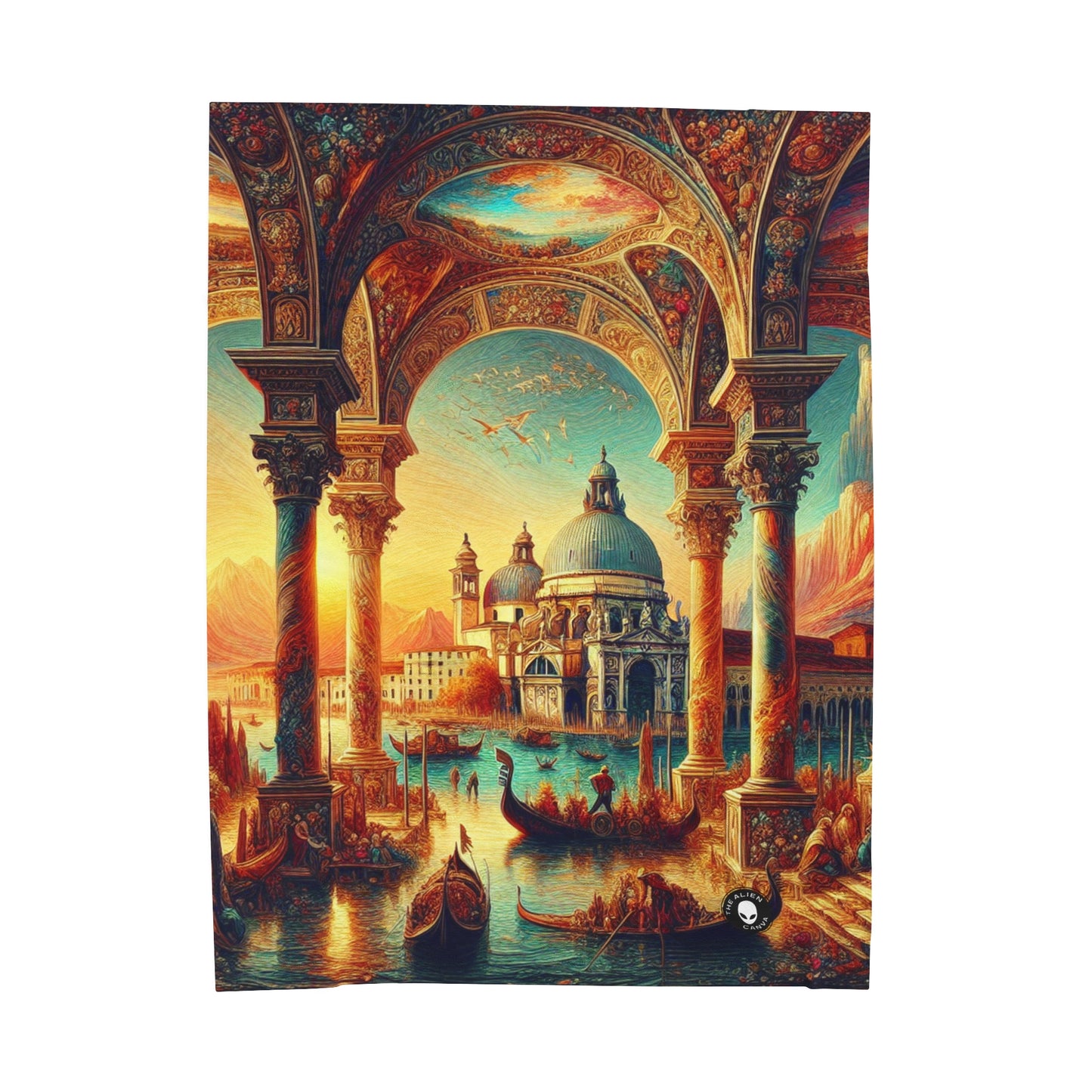 Venetian Dreams: A Fantastical Twist on the Famous Canals - The Alien Velveteen Plush Blanket Venetian School