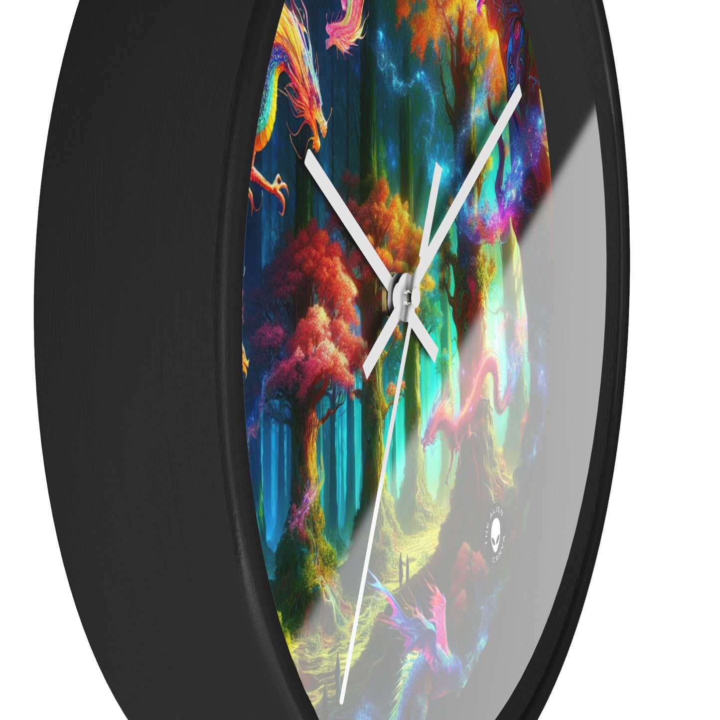 "Dragon's Rainbow Forest" - The Alien Wall Clock