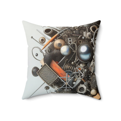 "Nature's Tapestry: Assemblage Art Piece"- The Alien Spun Polyester Square Pillow Assemblage Art