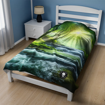 "Enchanting Waterfall Oasis" - The Alien Velveteen Plush Blanket