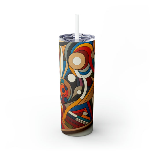 "Nightlife Chaos: A Dynamic Abstract Tribute to the City's Vibrant Energy" - The Alien Maars® Skinny Tumbler with Straw 20oz Abstract Art